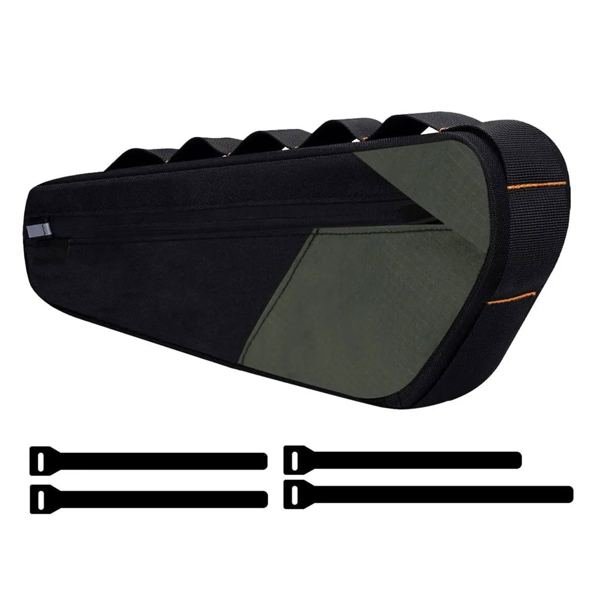 Bike Frame Bag Waterproof Reflective Under Tube Storage Pouch Lightweight - Green