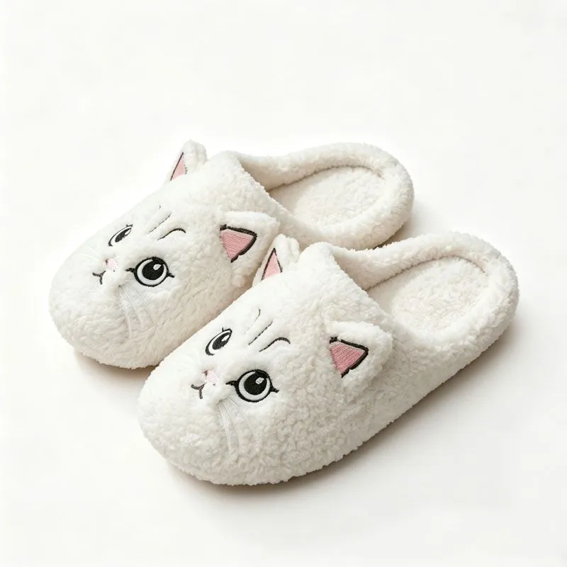 Warm Cat Plush Cotton Slippers