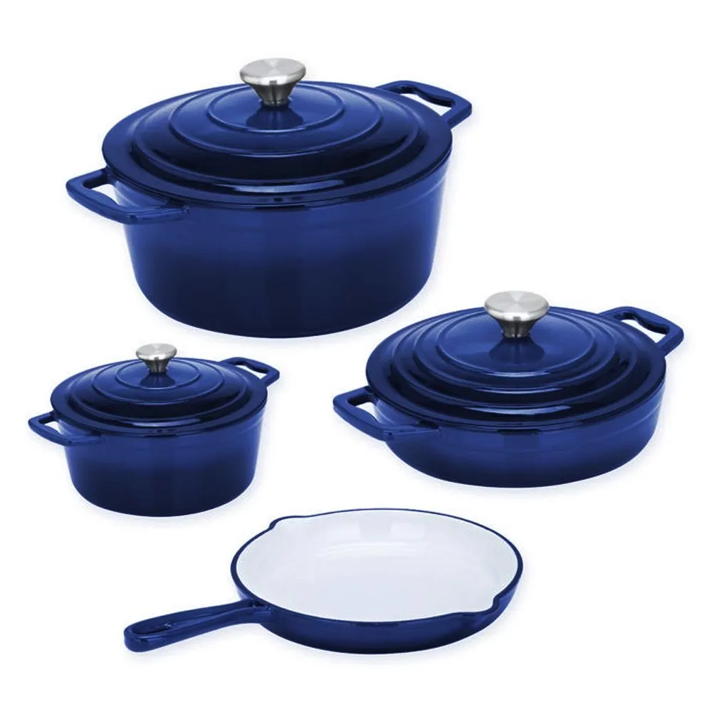 Dolphin 7 Piece Cast Iron Cookware Set - Blue