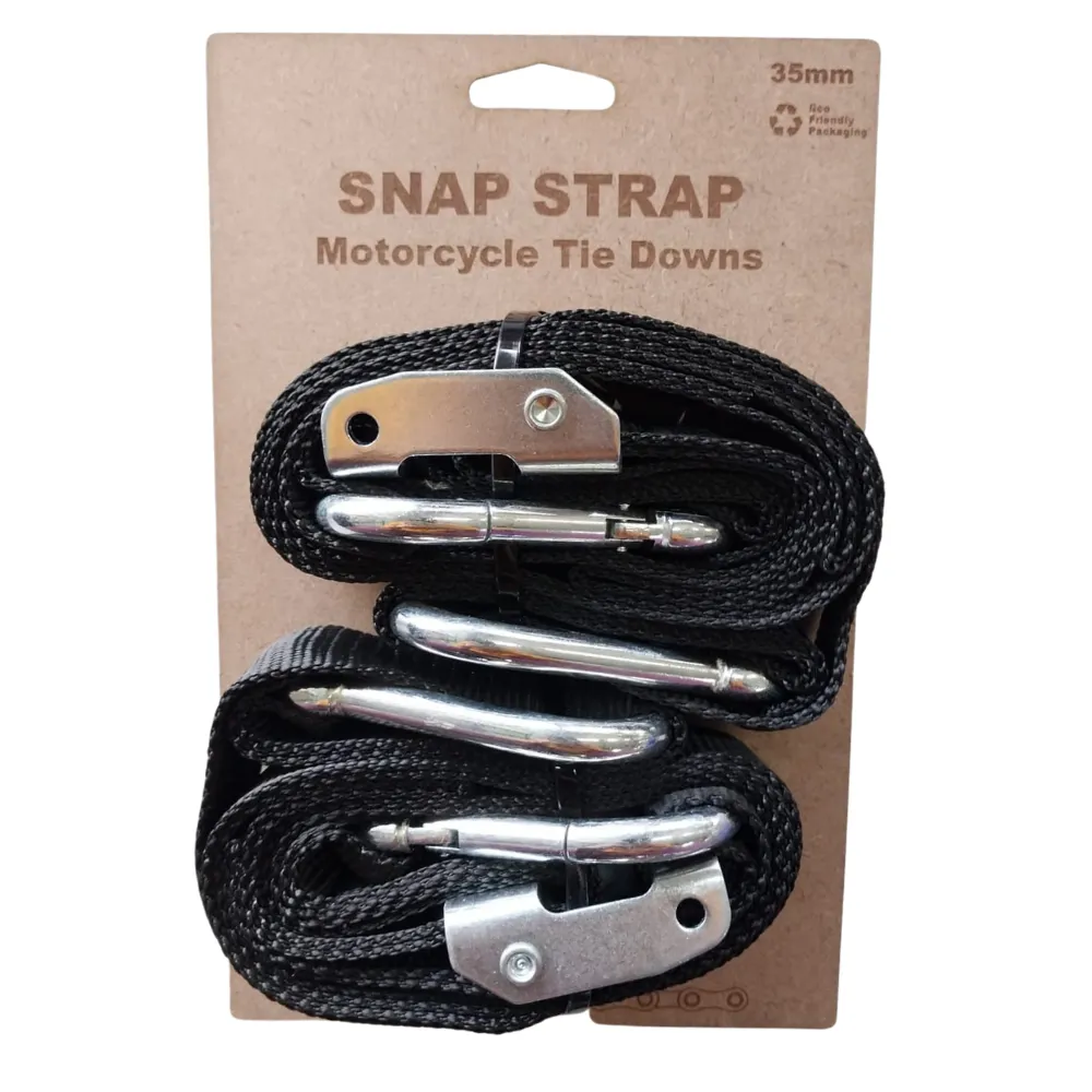 Snap Strap Soft Loop 35mm Motorcycle Tie Downs - Black