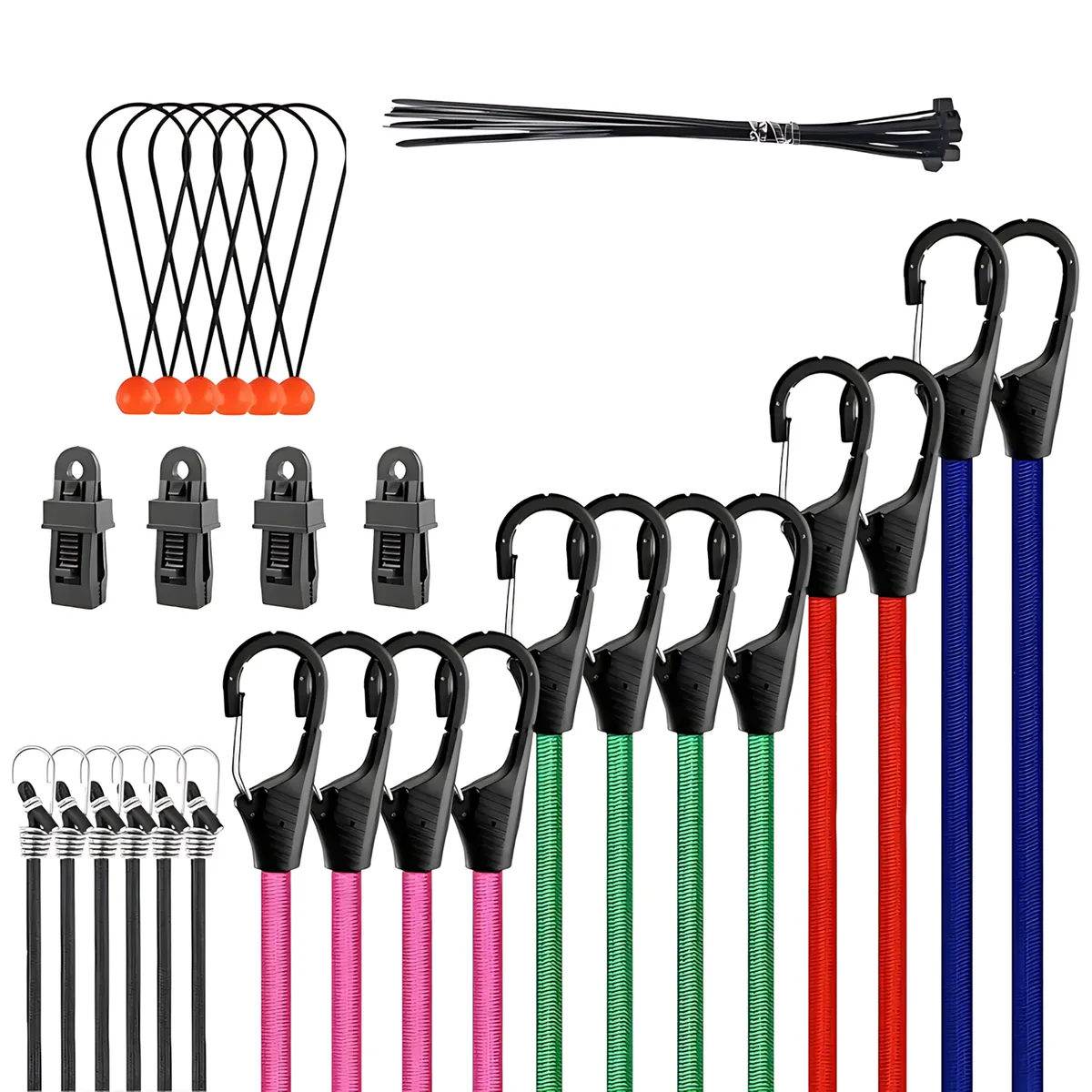 Bungee Cord Set Elastic Ropes Bungee Straps - 38PCS