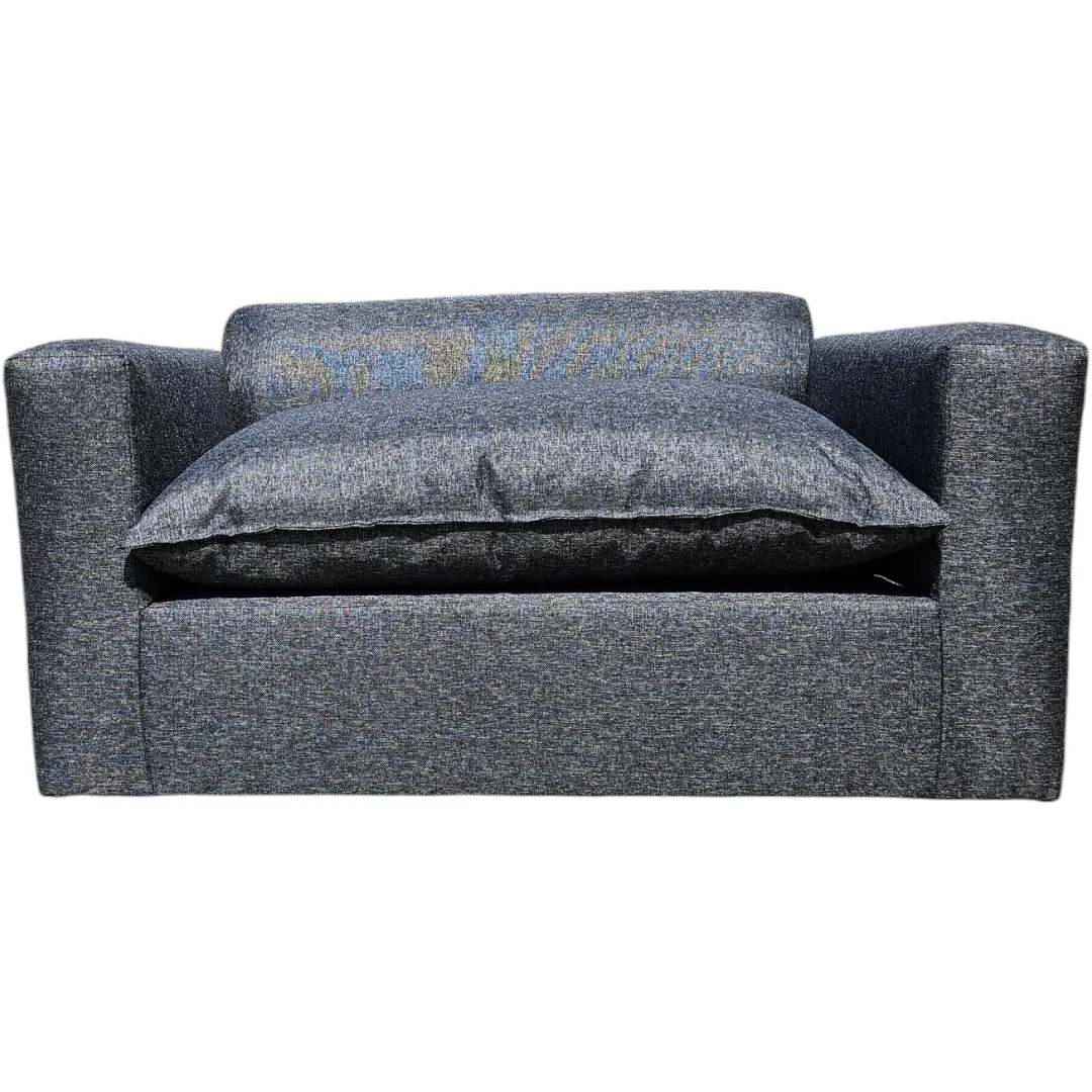 Oh So Suite Slimline 1.5 Seater Tuxedo Sofa Couch - Black Woven