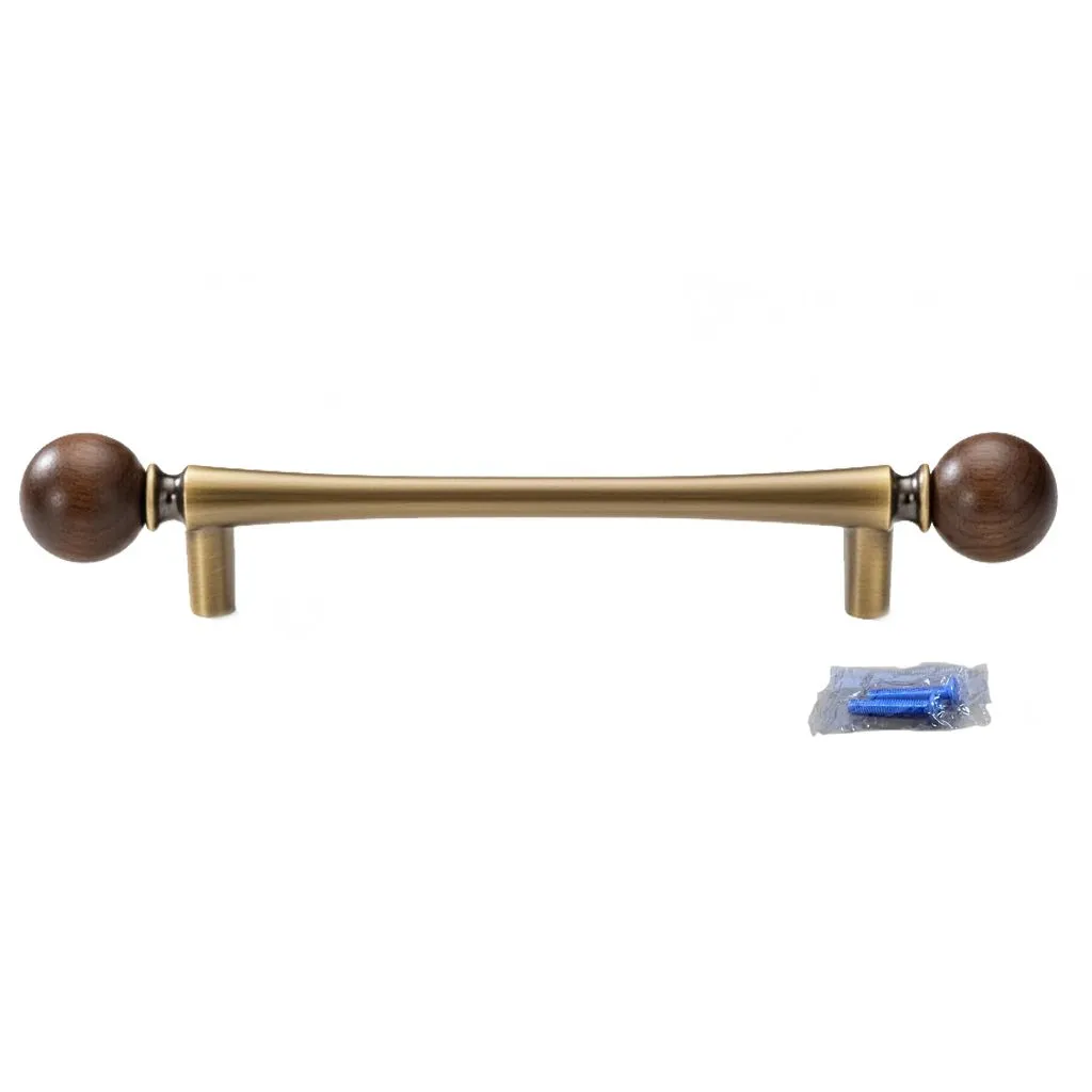 Antique Brass Walnut Ball Cabinets Pull 96mm French Kitchen Cupboard