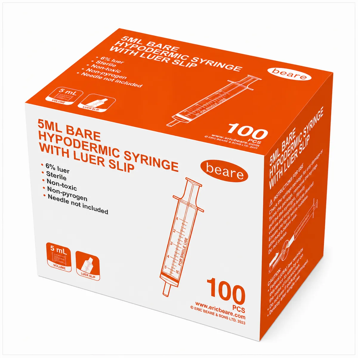 5ml 3-Piece Luer Slip Syringe