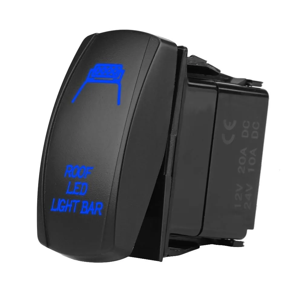 DC 12V / 24V Blue LED 5 Pin Laser Roof Light Rocker Switch for Car Boat