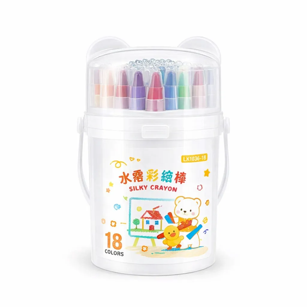 18-Color Washable Silky Crayons Set - Water-Soluble Art Supplies