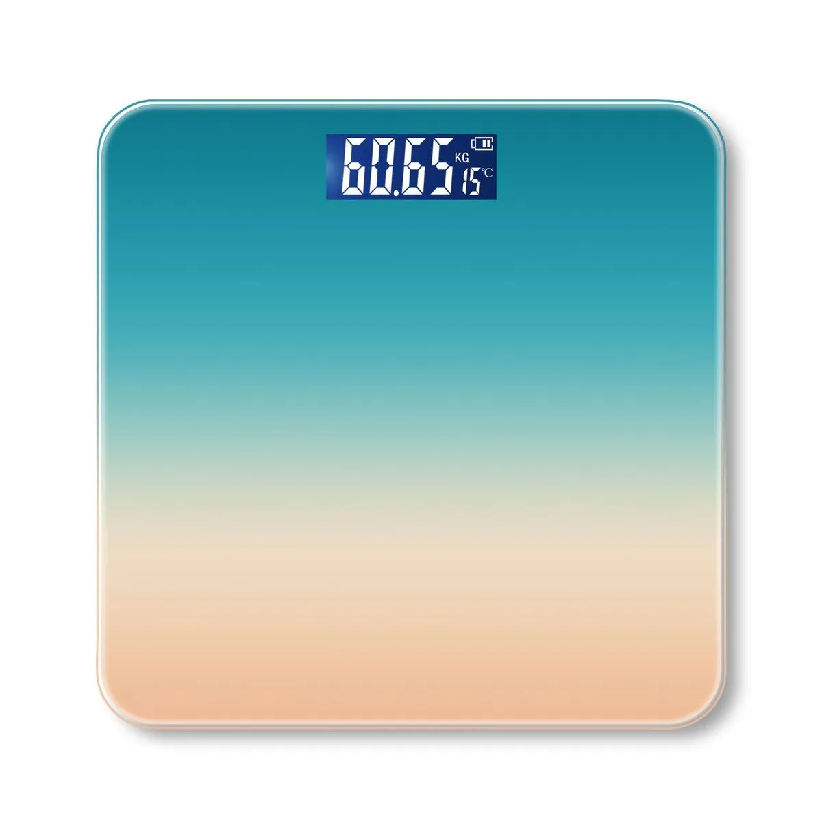 USB Rechargeable Digital Bathroom Scale, Tempered Glass Body Weight Scale - Blue