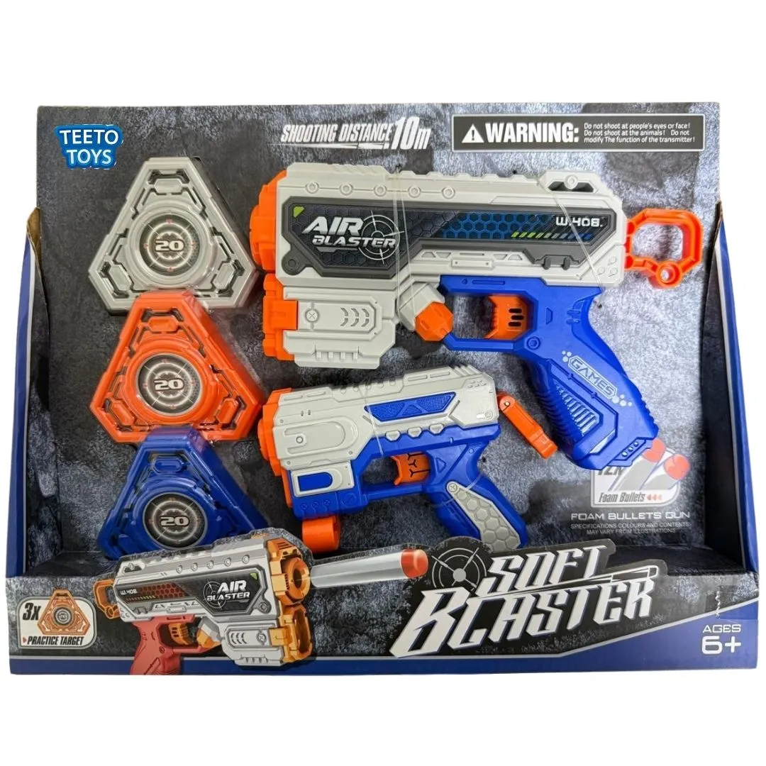 Air Blaster Gun Playset - Toys for Boys & Toddlers - Foam Blaster Set - Blue