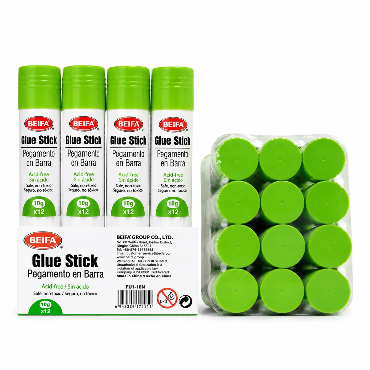 BEIFA 10g Glue Sticks Pack of 12 - Strong Adhesive for School & Crafts