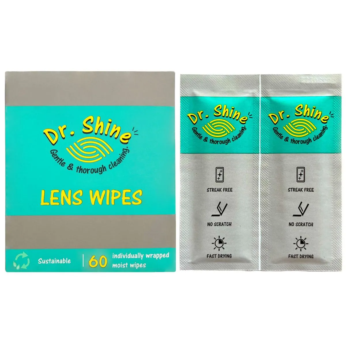 3 Pack - Dr. Shine - Lens Wipes - 180 Pieces (3x60)