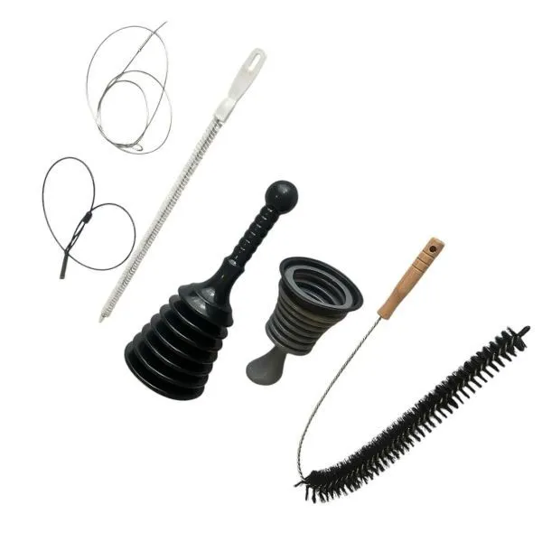 Drain Unblocking Kit - 6 Piece - Easy and Effective - Plungers and Cleaners