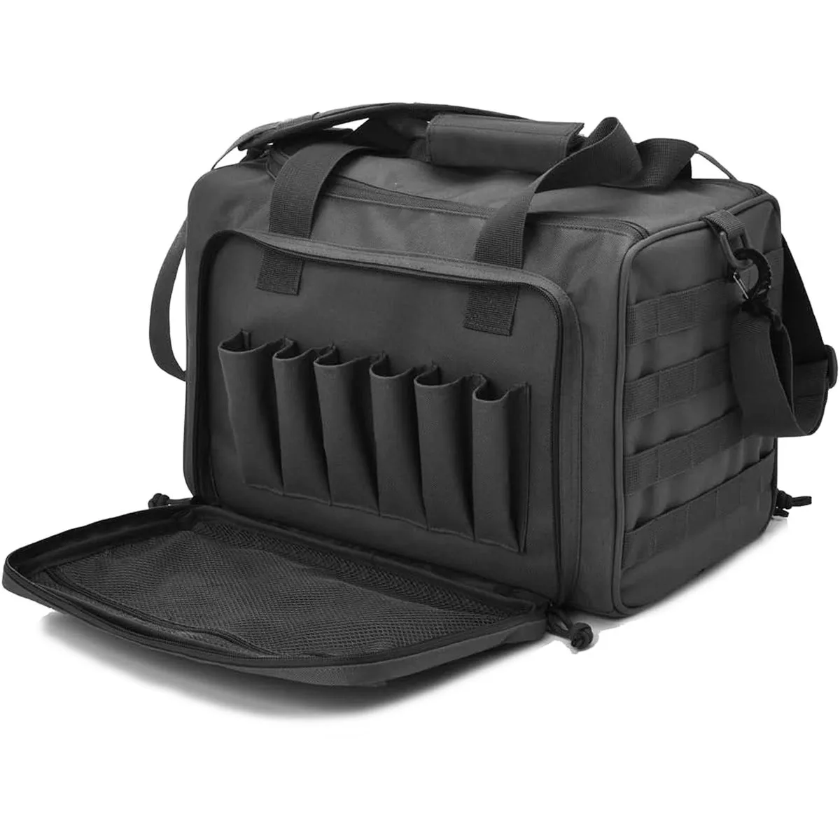 Tactical Range Bag, Gun Carrying Shoulder Bag for Hunting Shooting Sport - Black