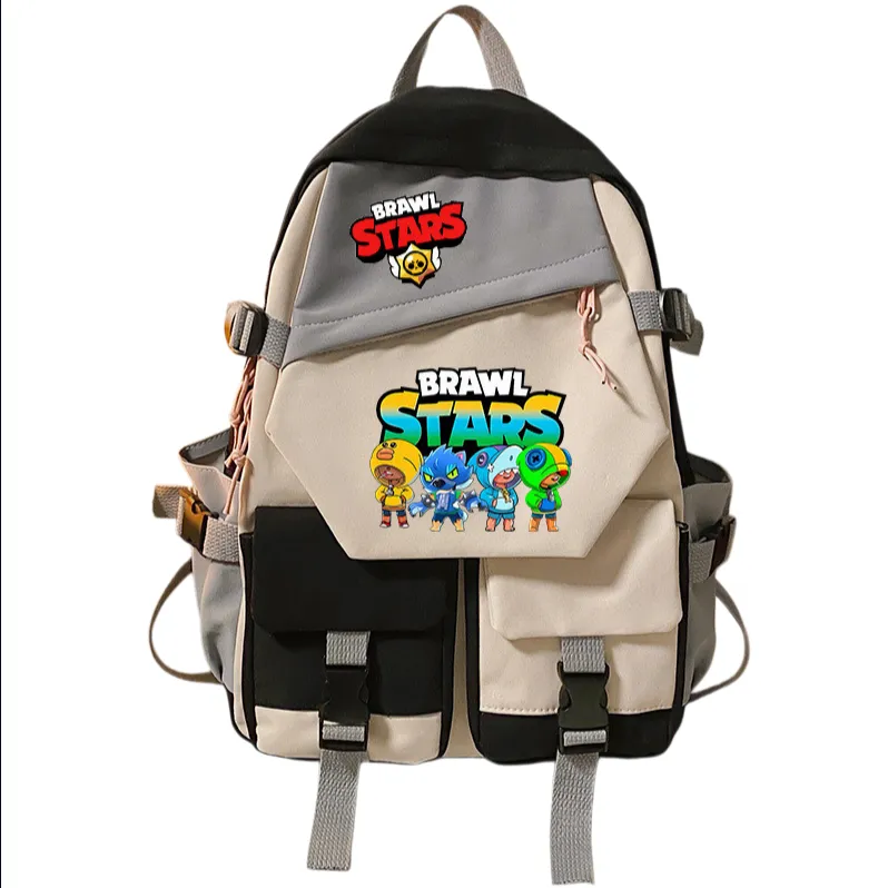 Game Merchandise Schoolbag Brawl Stars Leon Patrern No.2 Color Blocking - Black