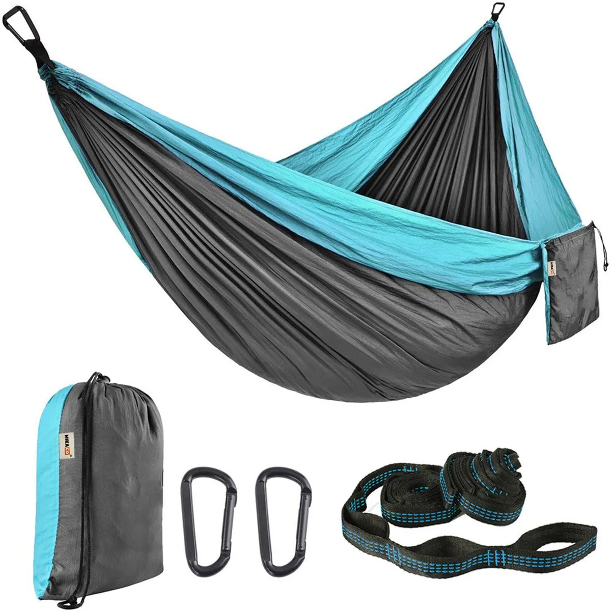 MIkaco Portable Lightweight Camping Nylon Hammock Hanging Chair-270x140cm - Blue, Grey
