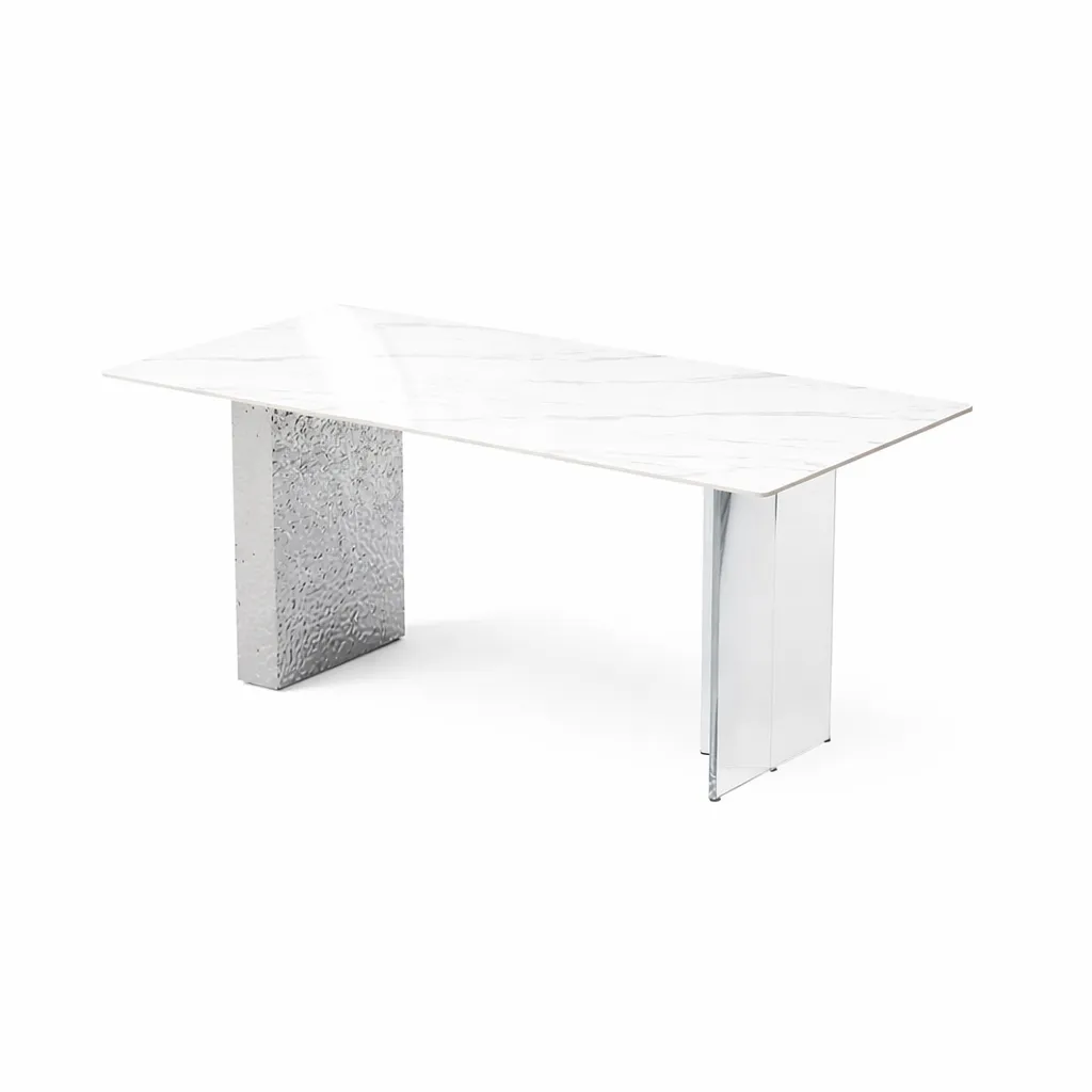 Ziyane - Marble Dining Table with Stainless Steel & Acrylic Structure