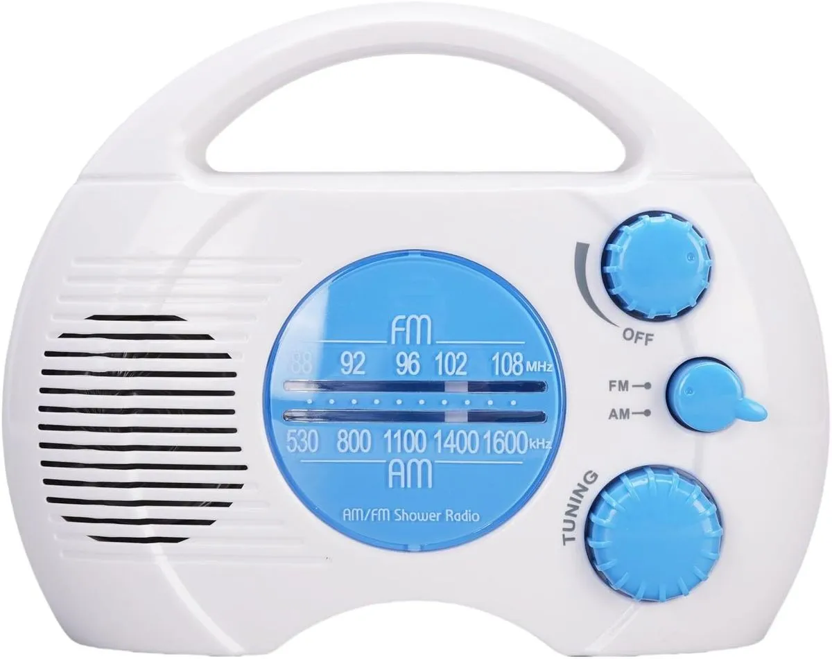 Shower Radio AM FM Bathroom Radio with Adjustable Volume Portable Easy