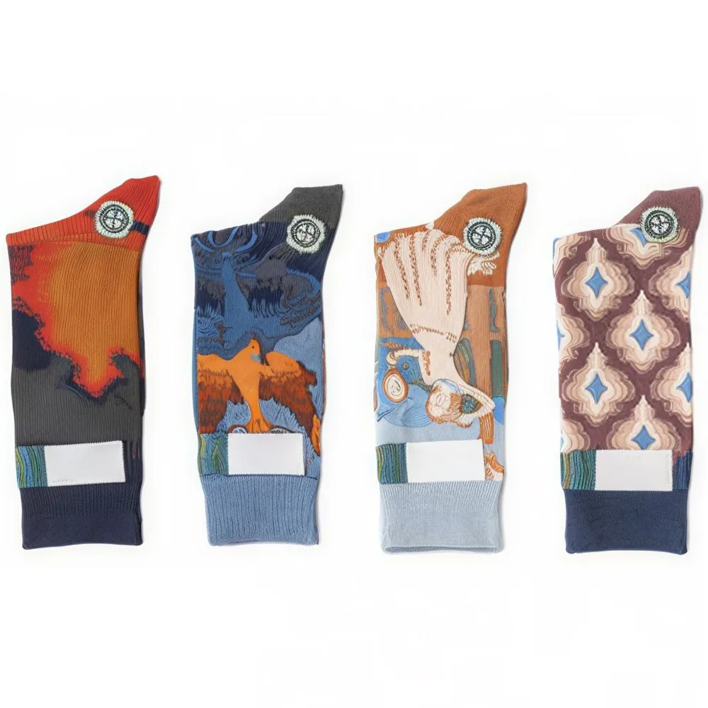 Monet-Inspired Cotton Socks Gift Set (4 Pairs) - Blue