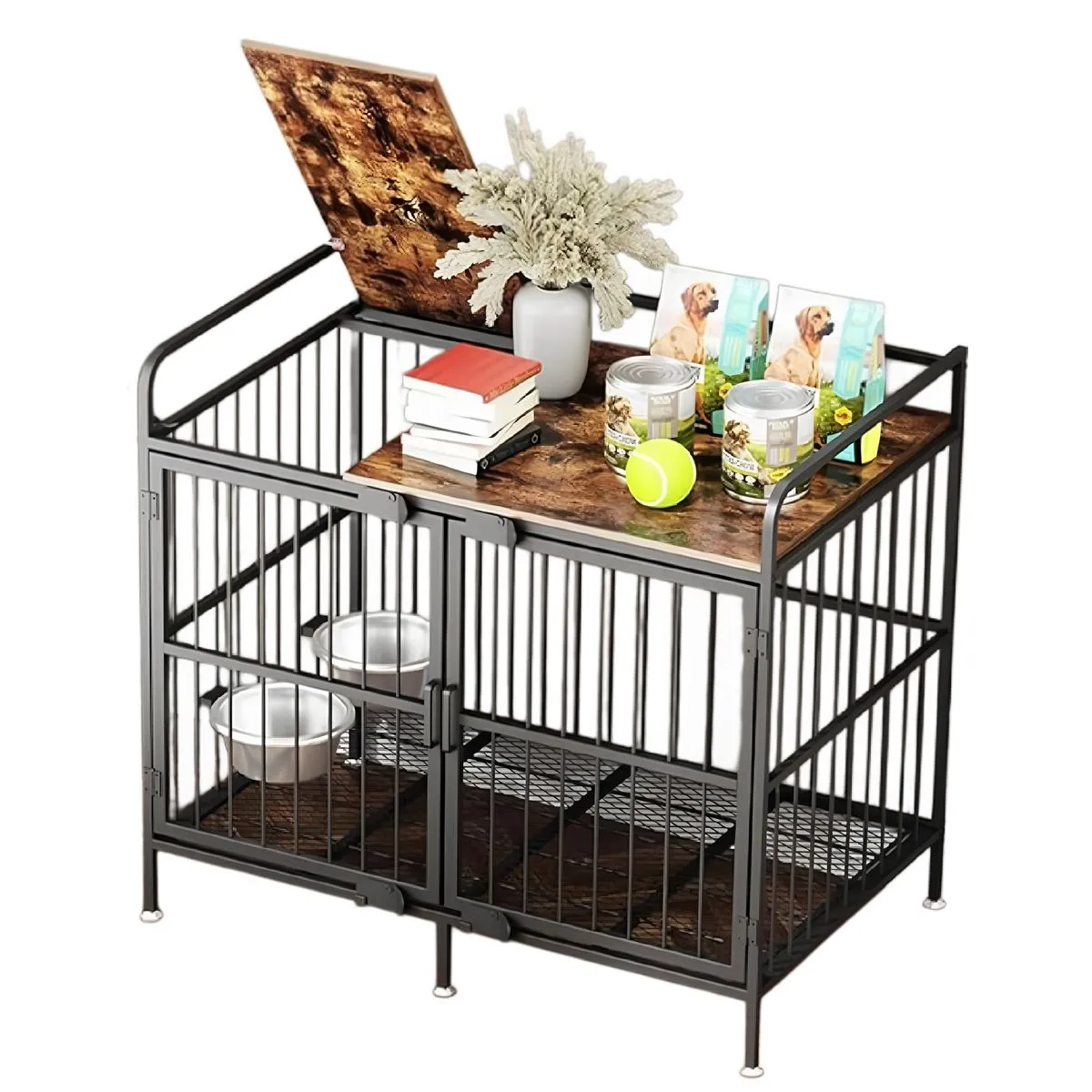 Pet furniture, Dog Crate, Rust-Proof Durable Metal Cage with Top Shelf