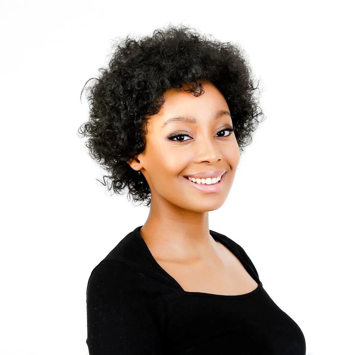 Magic Brown Short Afro Kinky Curly Machine Made Synthetic Hair Wigs Maira 4 - 1B#