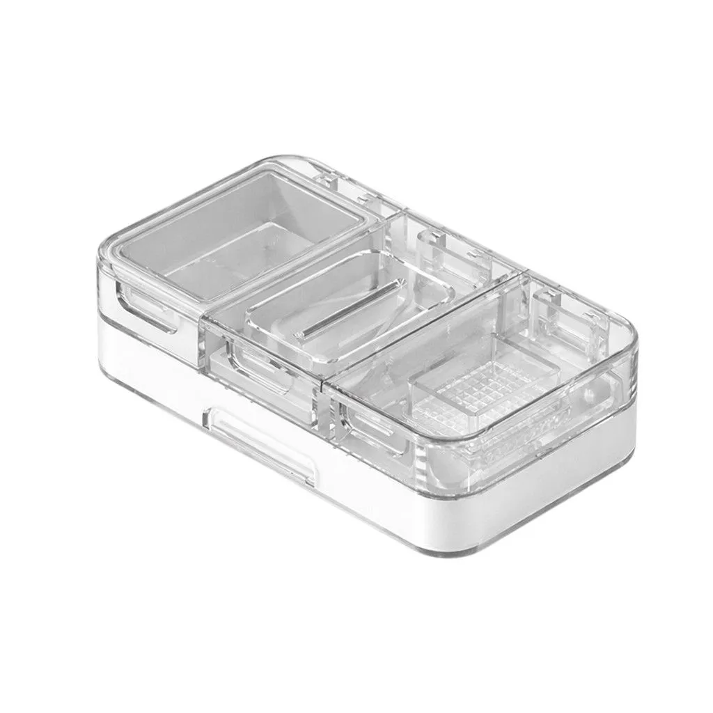 3-in-1 Double-Layer Medicine Storage Box With Cutter Organizer - Multicolor - White