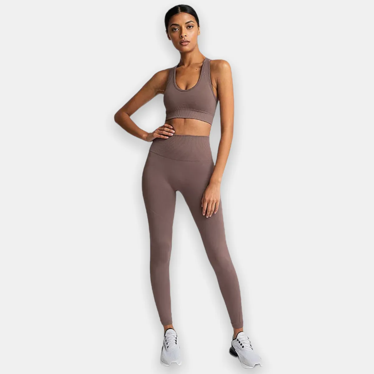 2 Piece Set Mocha Stretch Legging + Padded Bra