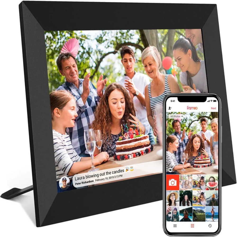 Apauls Digital Photo Frame interaction WiFi 10.1 Inch 32GB HD Touch Screen - Black