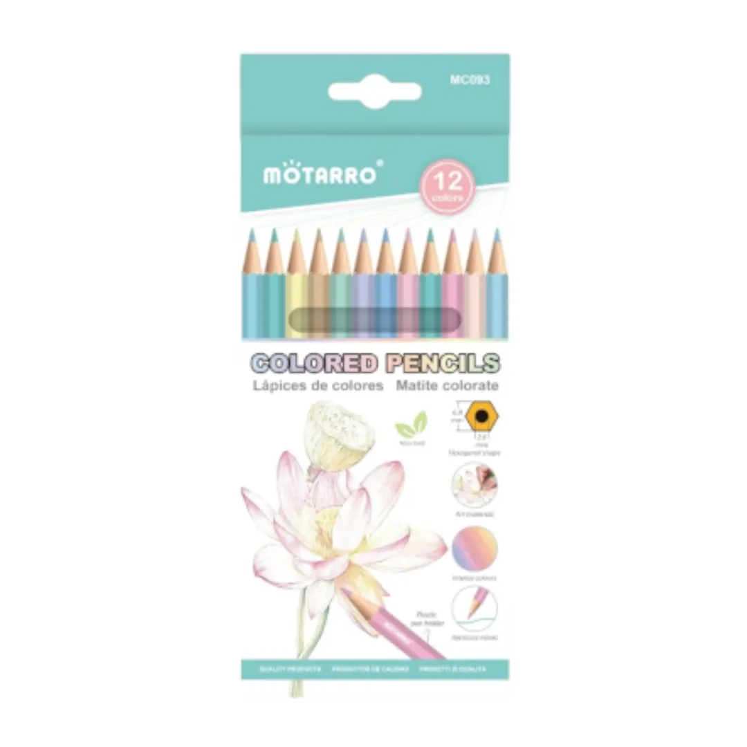 Motarro Colour Pencils -12 Colours - Pastel Blue Box