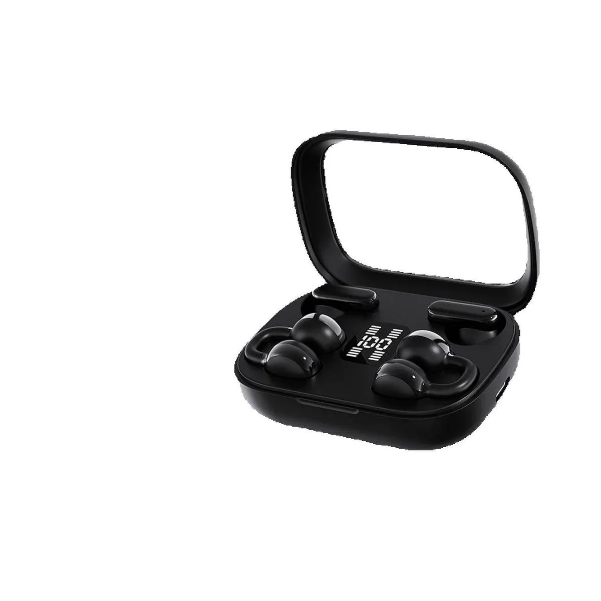 Dual-Wear Bluetooth Earphones with Single Charging Case - Black