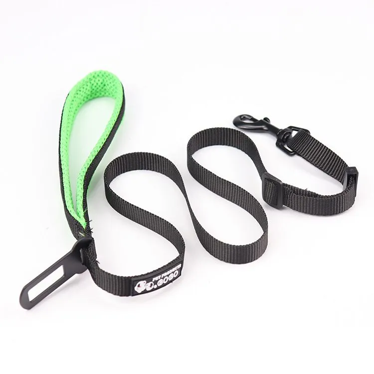 Pet Dog Leash with Car Seatbelt, Reflective Adjustable For Small Dogs Cats - Black
