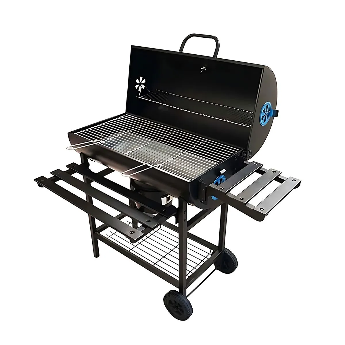 Charcoal Barbecue Grill with Foldable Shelf - Portable BBQ for Camping