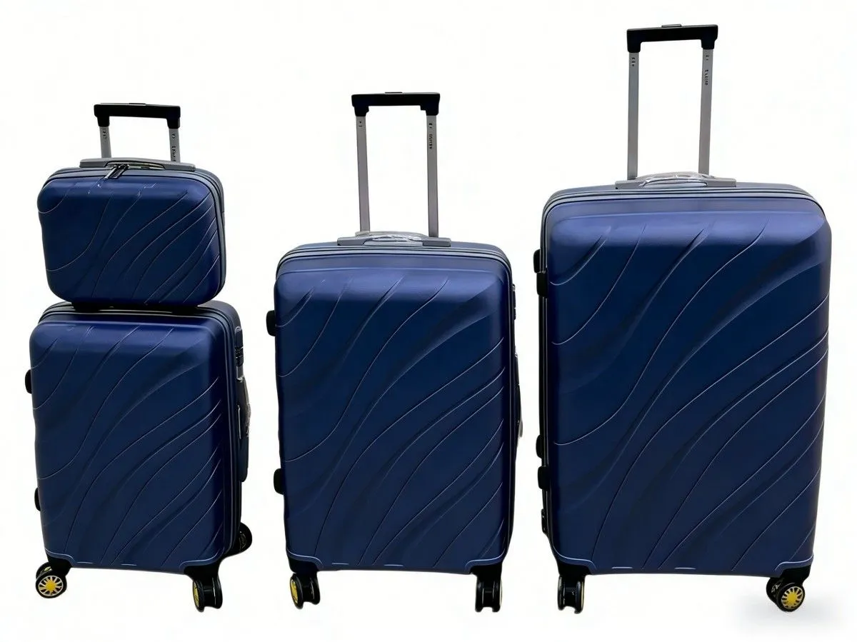 4-Piece ABS Luggage Set Hard Shell Travel Suitcase LC-2228-NC(Blue)