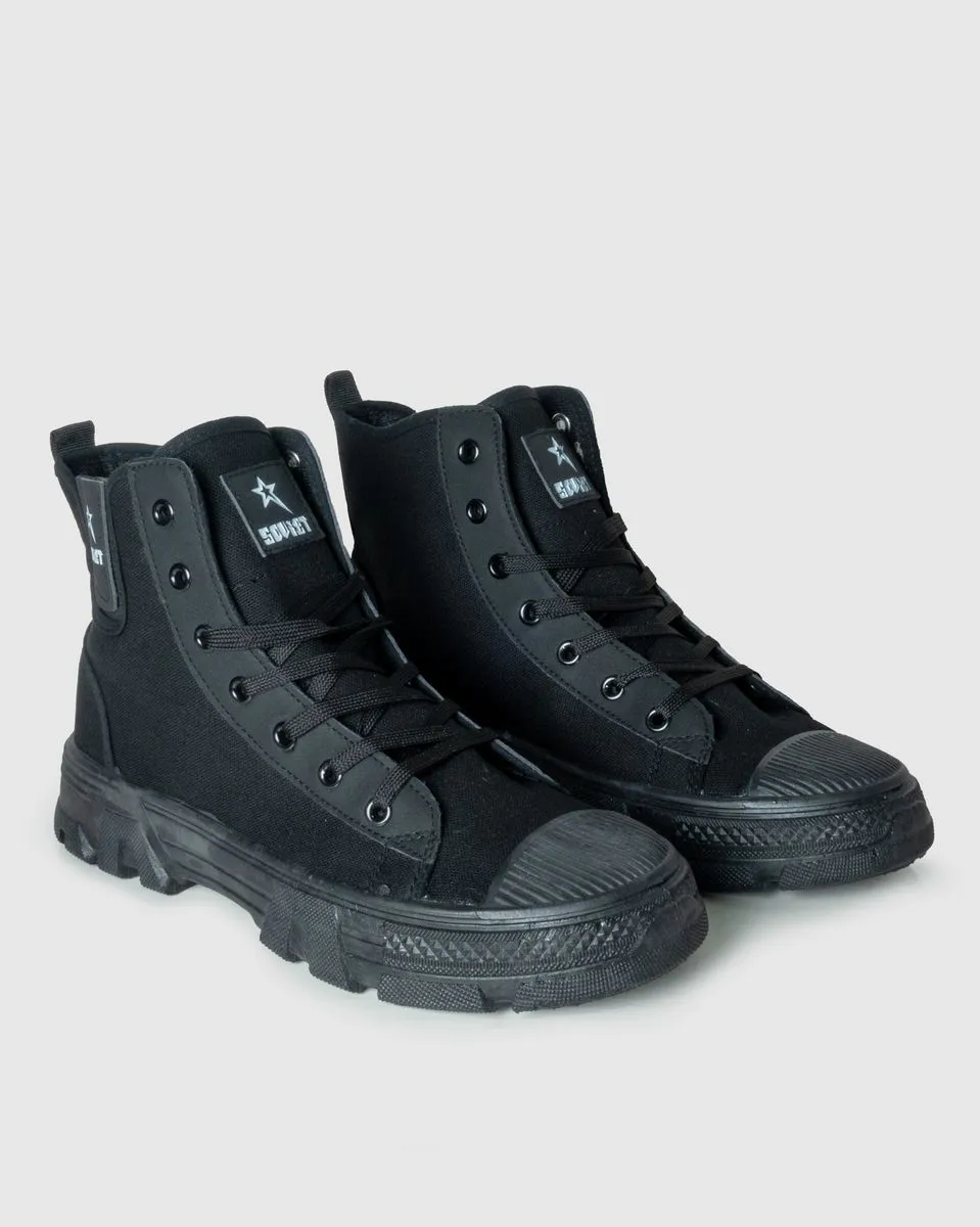 Soviet Mens Raptor Black Mono Canvas Boot