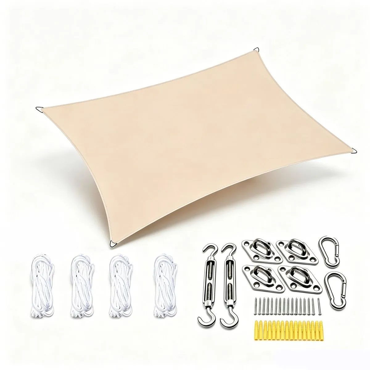 3x5M Rectangle Sun Shade Sail UV-Blocking Waterproof Quick-Dry Windproof - Brown