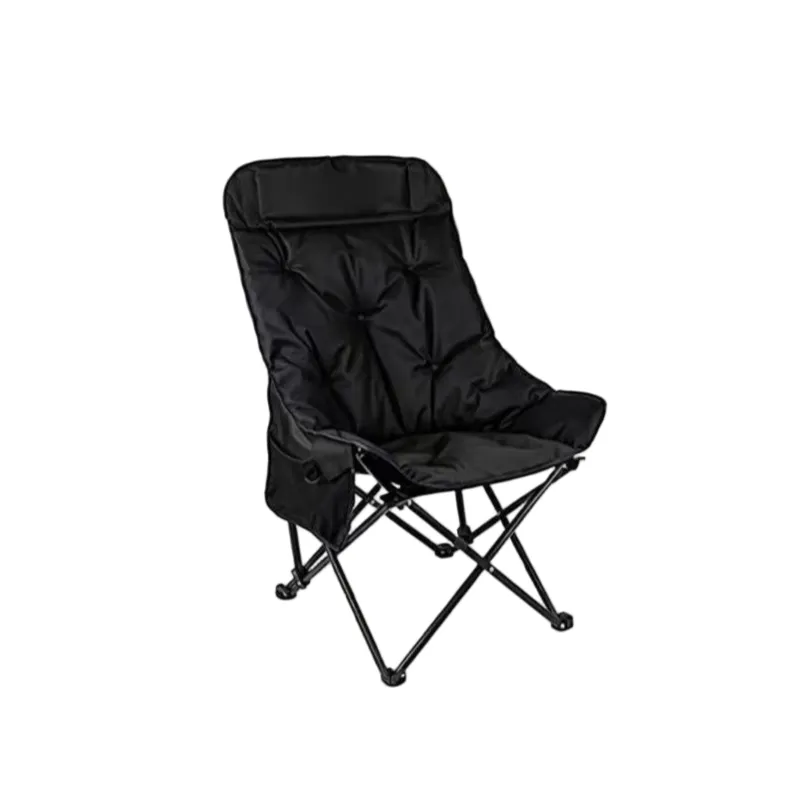 Padded Camping Moon Chair - 3-Position Reclining & Portable - Black
