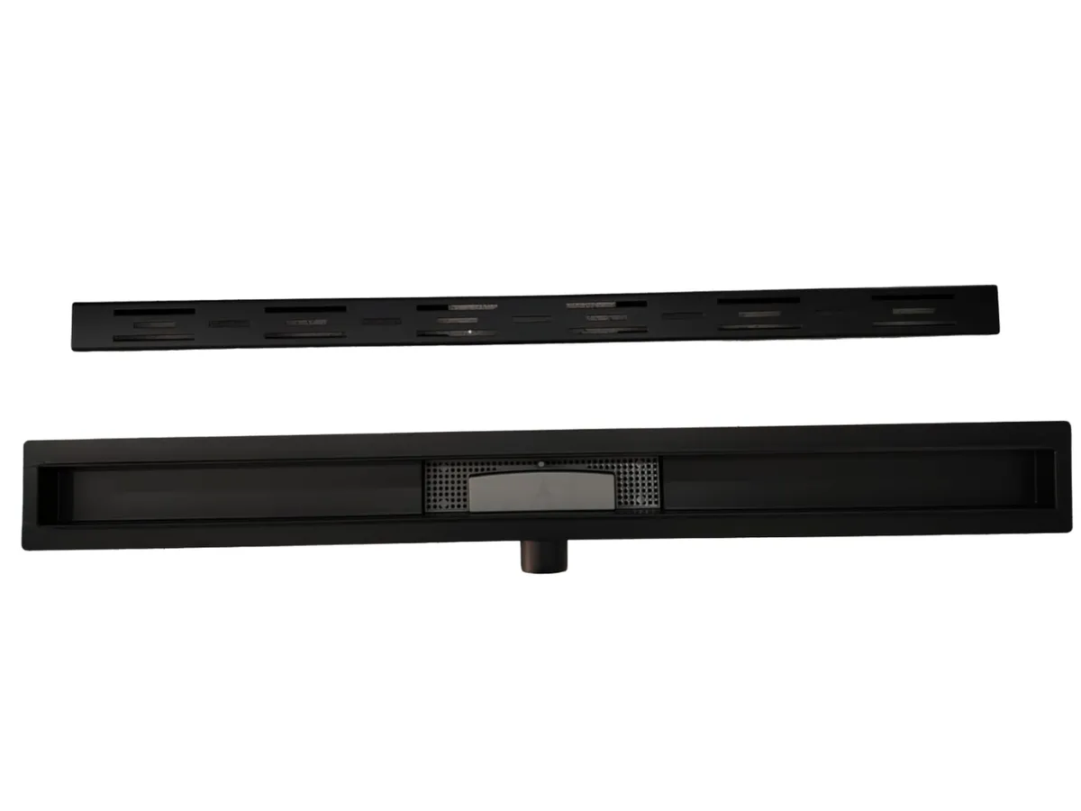 Xquisite Shower Channel Drain- 800mm - Line Matt Black