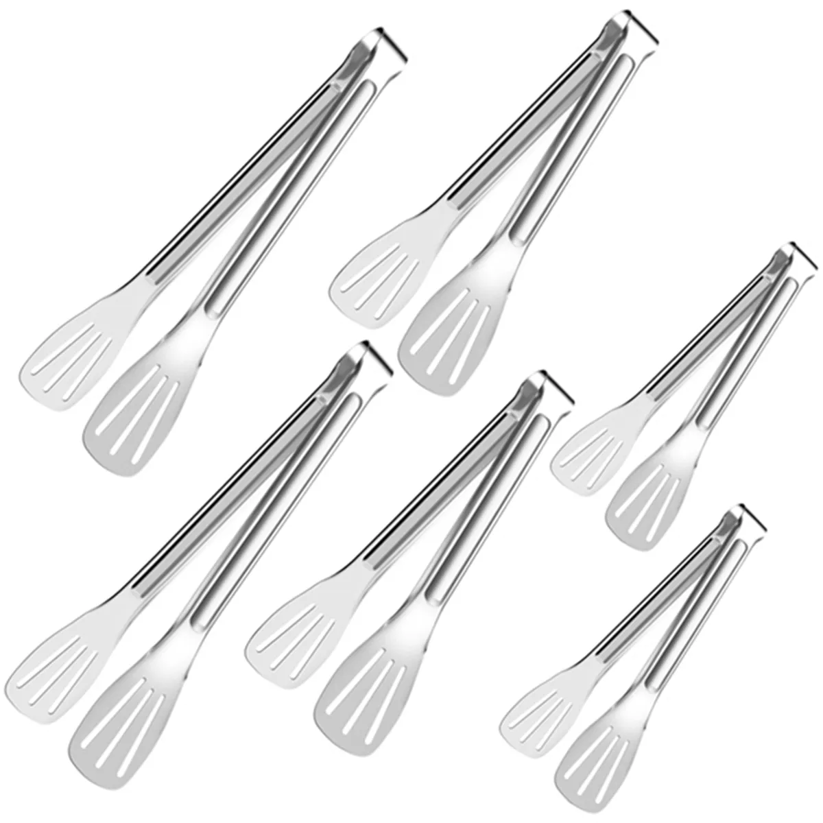 6PCS Food Serving Tongs,Stainless Steel Food Buffet Tongs Frying Tongs BBQ