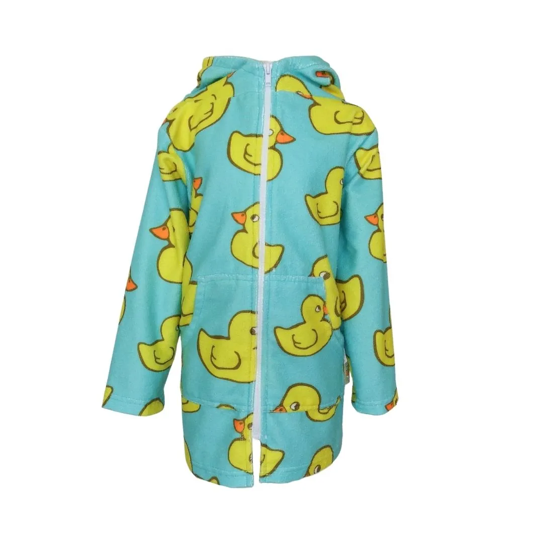 Kids Rubber Duck Hooded Beach Towel Full Zip Long Sleeve Swim Cover Up
