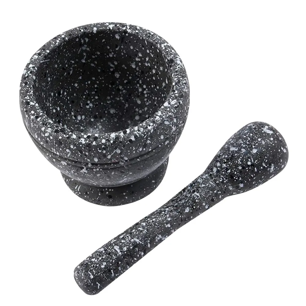 Home Kitchen Resin Bowl Garlic & Spice Grinding Pestle and Mortar - 11cm - Black