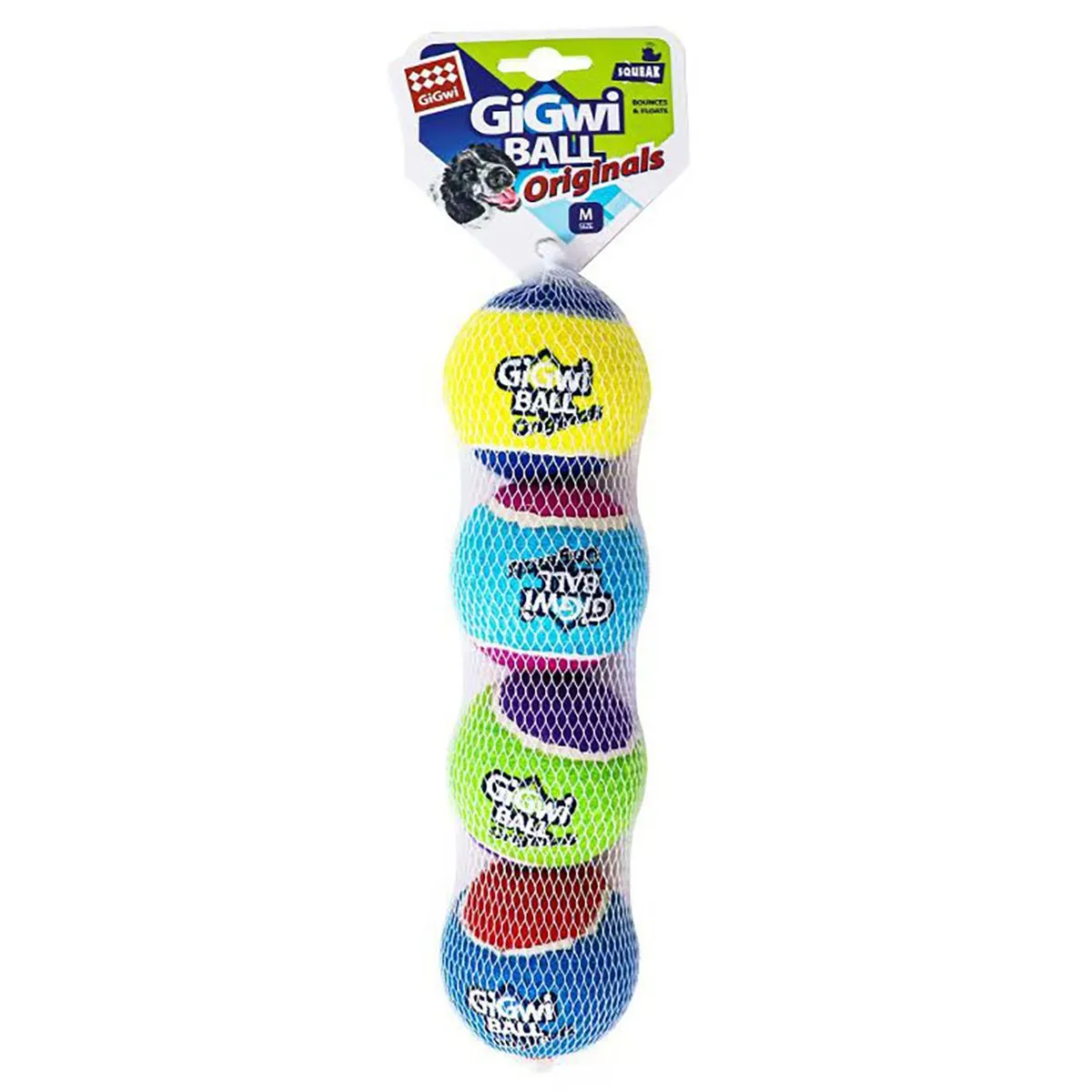 GiGwi Squeaky Dog Tennis Balls - 4-Color Pack