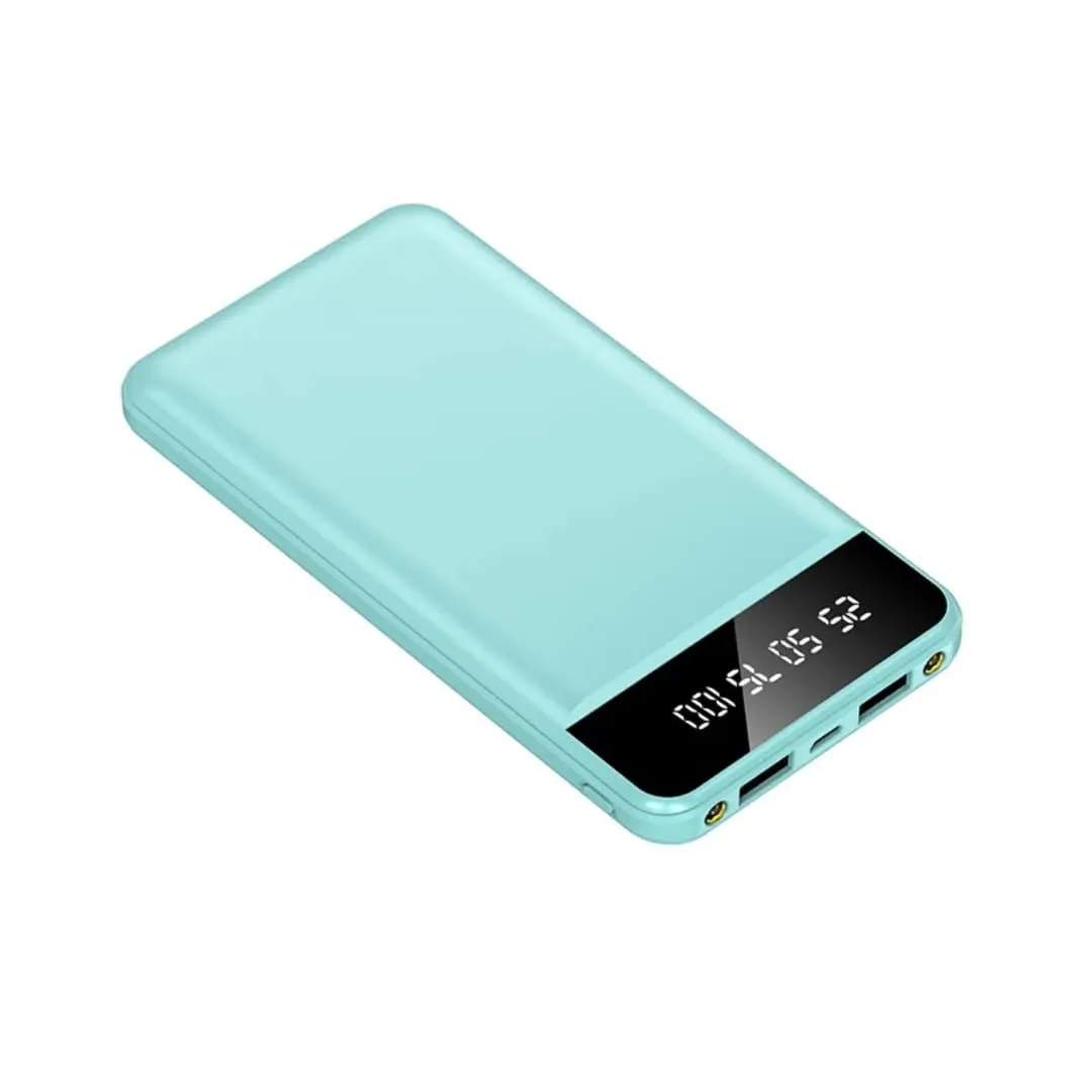 Portable 15000mAh Power Bank with Digital Display & Dual Torches - Blue
