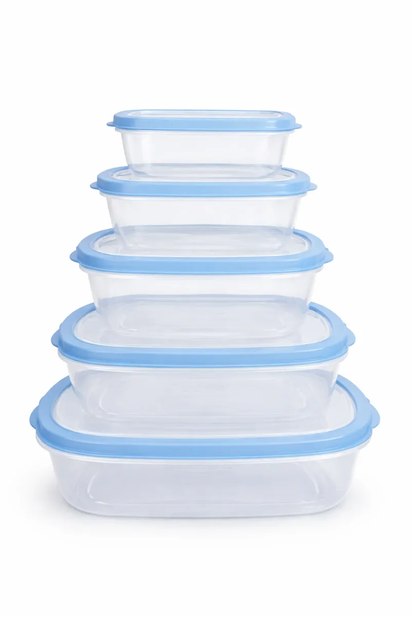 Alta 10Pc Rectangular Nesting Food Storage Containers, Vented Lids,BPA-Free - Light Blue