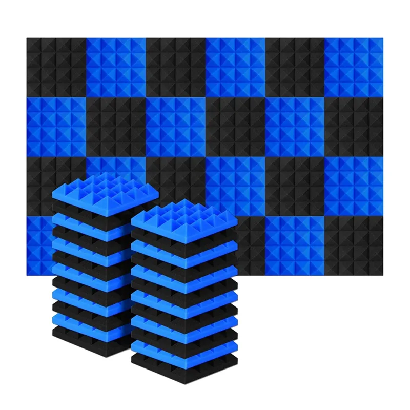 24Pcs 25X25X5Cm Studio Acoustic Soundproof Foam Pyramid Noise Insulation So