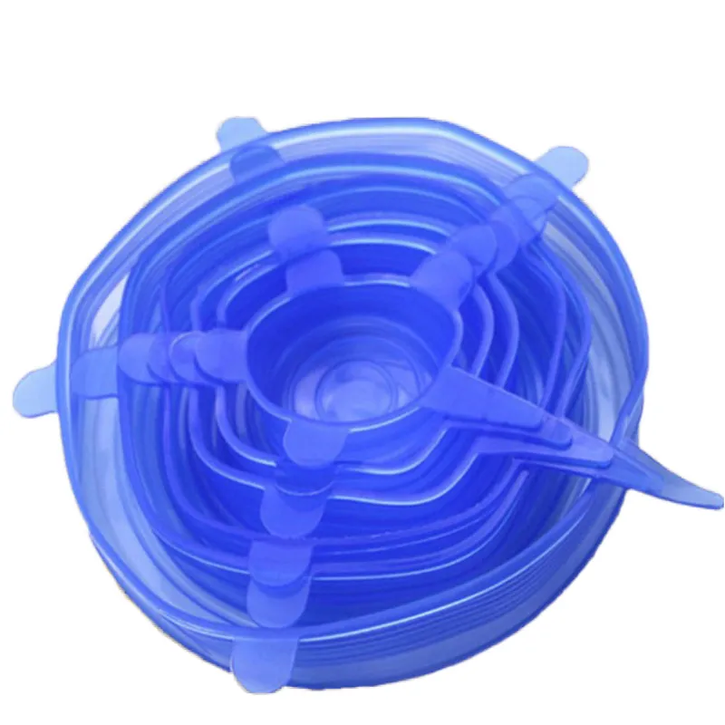 5 Sets-Blue Round Food Cover (6 lids Per Set)