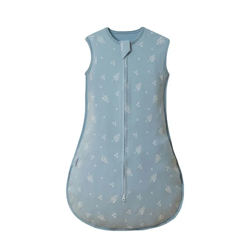 0-6 Months Baby Sleeveless Leaf Printed Sleeping Swaddle Bag - Blue Leaves