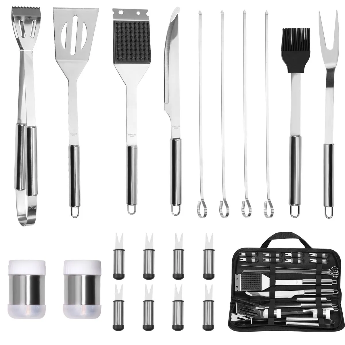 20 Piece Braai Set Stainless Steel Grill Accessories BBQ Grill Utensil Tool