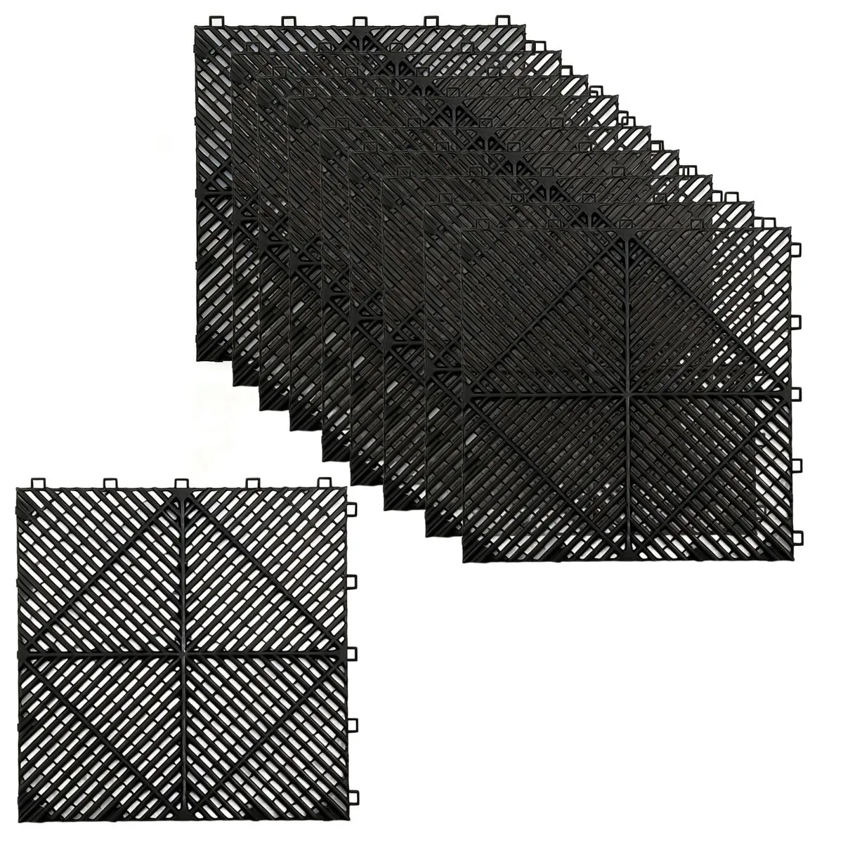 10 Pieces Drainage Interlocking Floor Tiles Garage Cushion Mat Floor Tiles