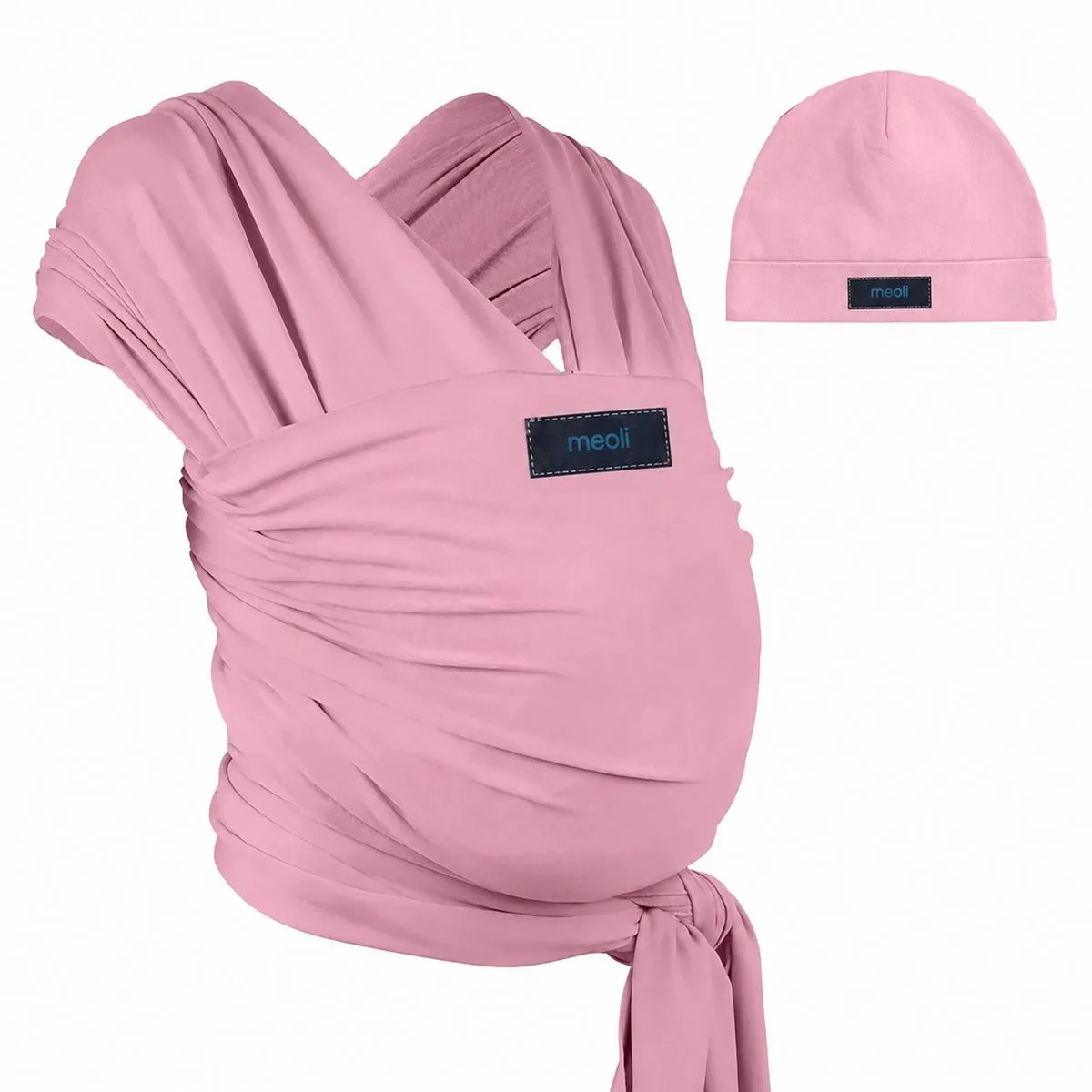 Meoli Matching Baby Wrap & Hat Set in Pink