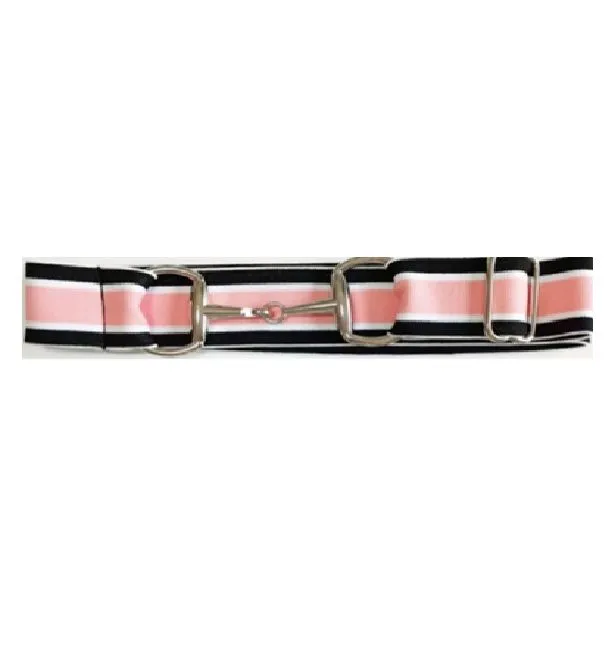 2 inch 5cm Horse Snaffle Bit Buckle Equestrian Belt for Horse Riding - Pink and black striped