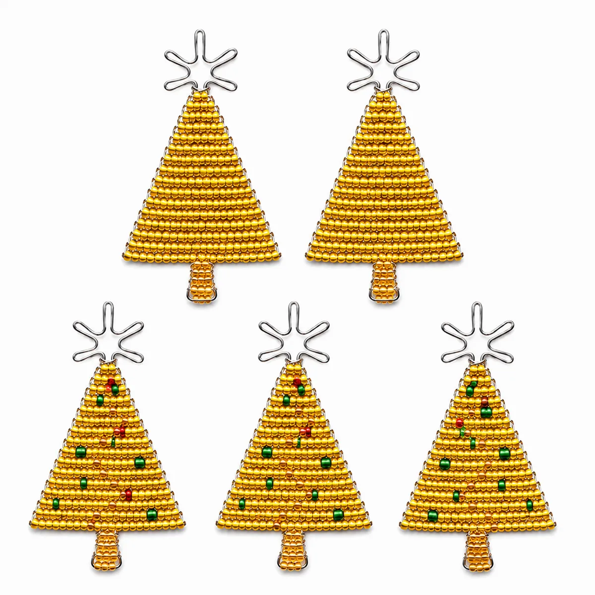Peak Axis Festive Sparkle Christmas Tree Ornaments - Holiday Decor 5 Pcs - Gold