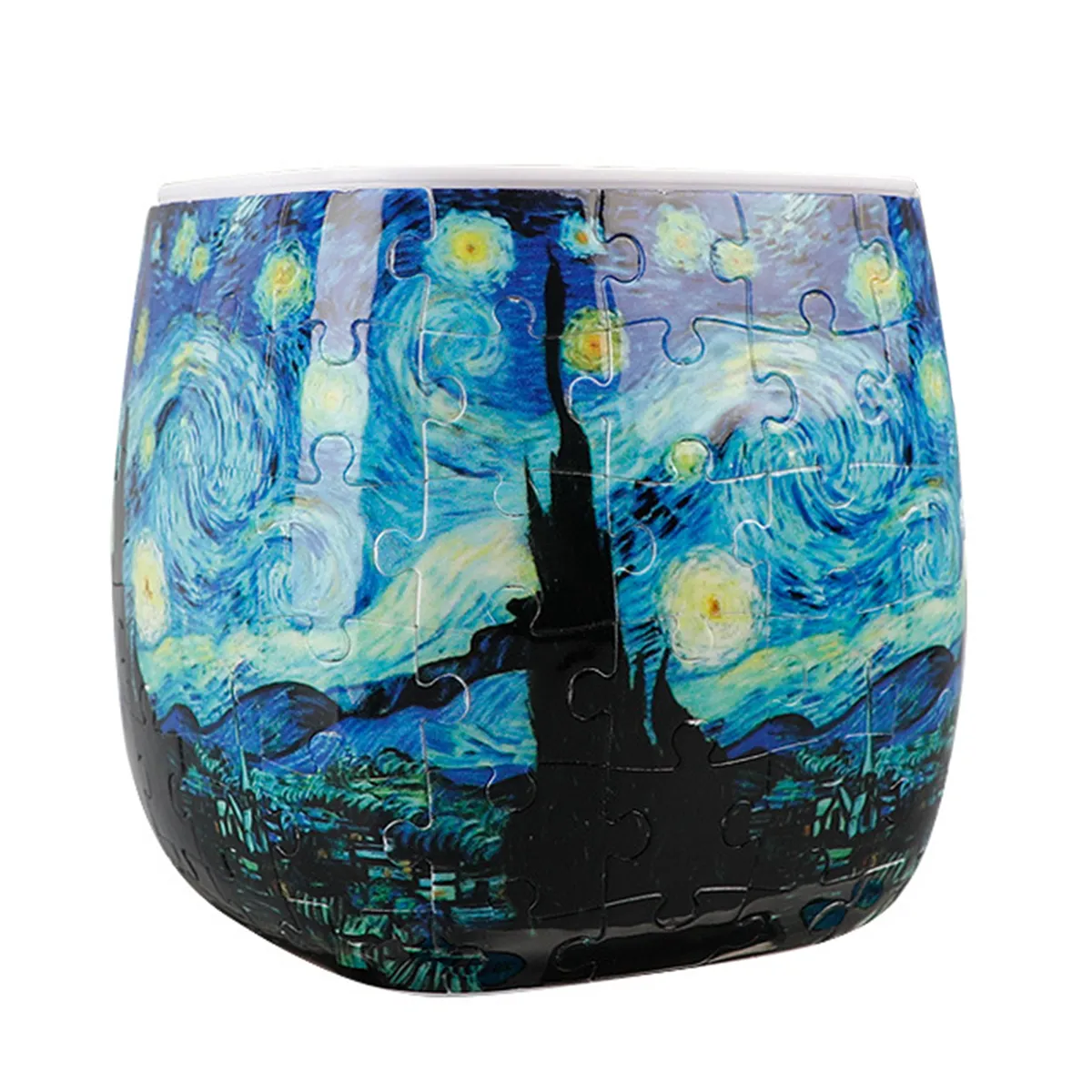3D Puzzles Flower Plant Pot Planter 3D Puzzle Vase -11x11x11cm-Starry Night